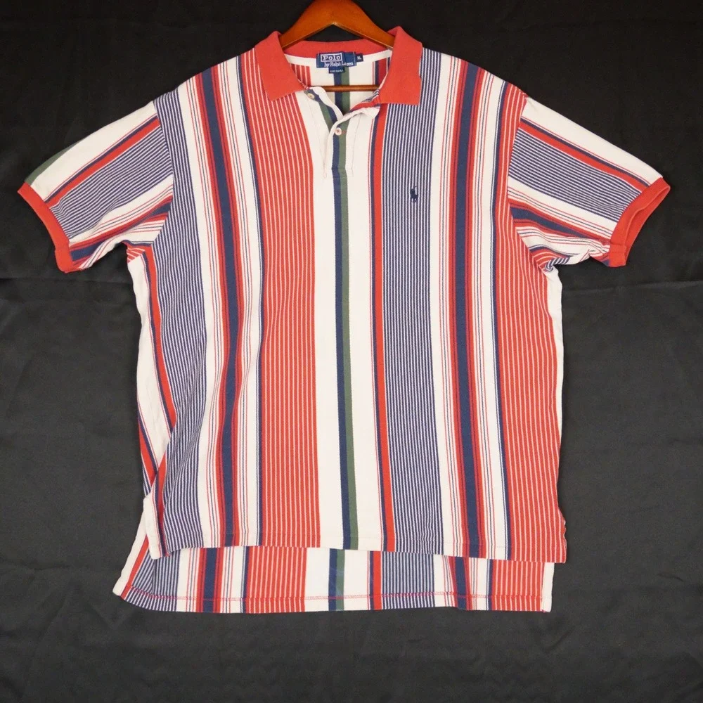 Polo Ralph Lauren Polo Mens XL Multi Stripe Vintage Made in USA Cotton